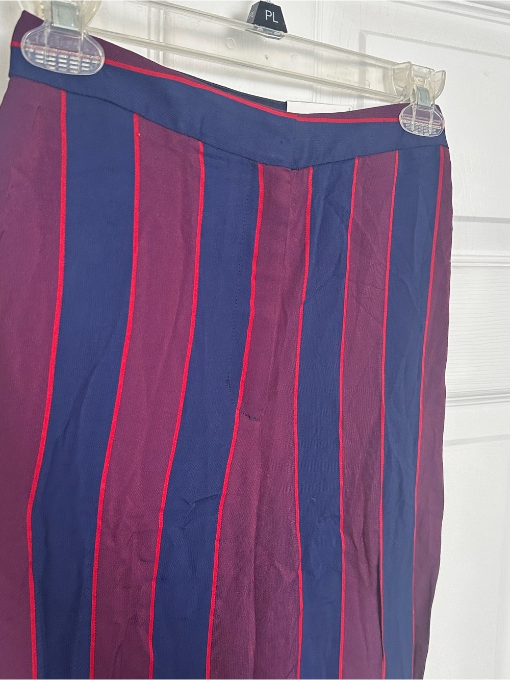 Express Burgundy & Navy Vertical-Strip Wide-Leg Pants - Picture 2 of 6
